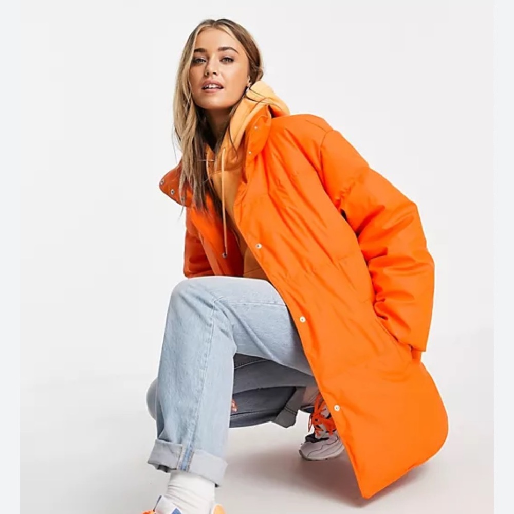 ASOS Orange Longline Oversized Bomber Coat